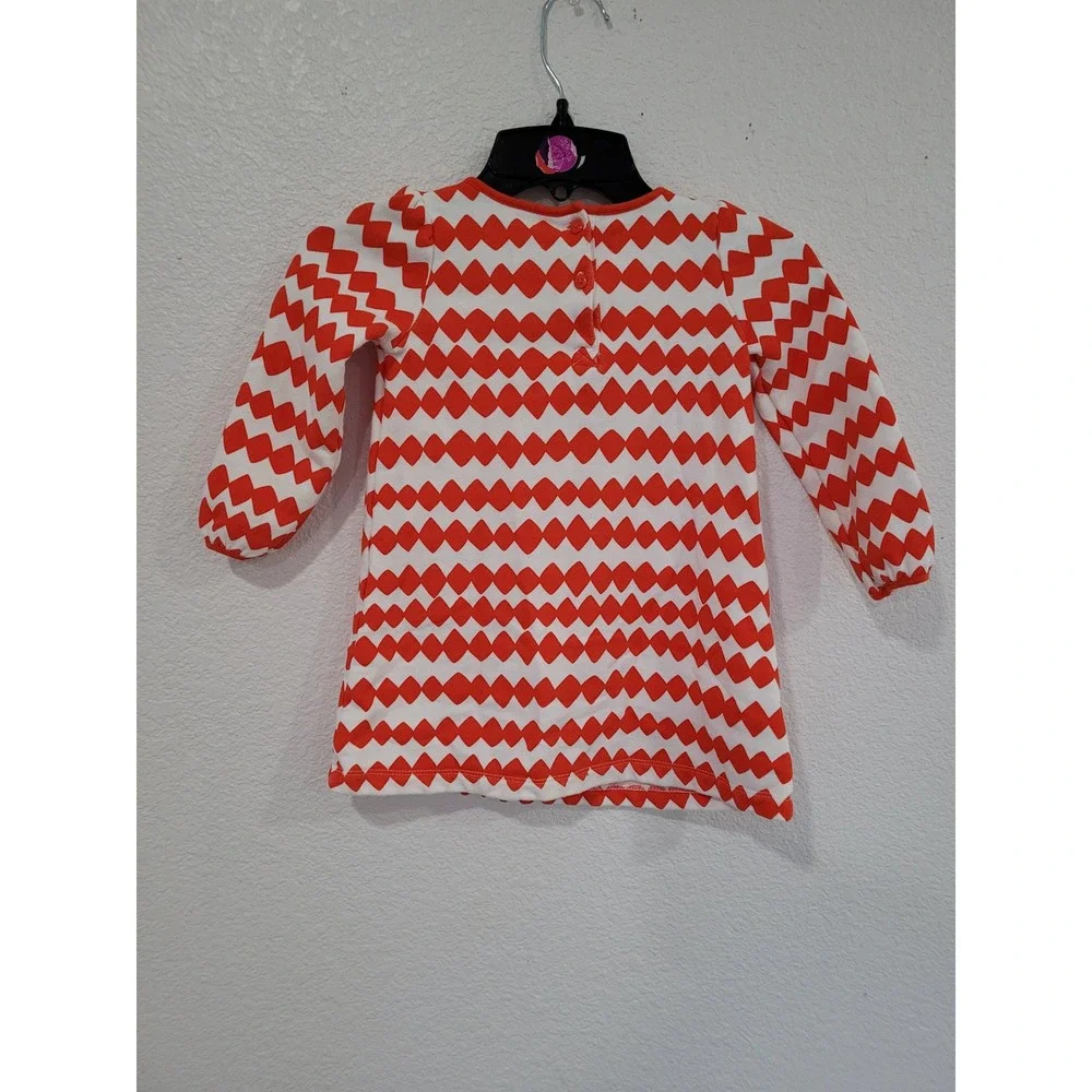 Gymboree Girls 2T Red White Harlequin Diamond Bow‎ Long Sleeve Cotton Dress #10